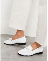 Office Faxed Leather Trim Loafer - White