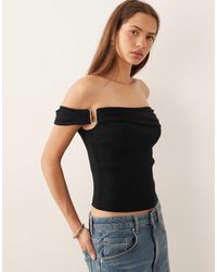 Abercrombie & Fitch - Off Shoulder Top With Hardware Detail - Lyst