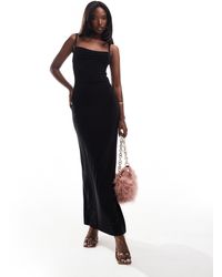 In The Style - Slinky Square Neck Cami Maxi Dress - Lyst