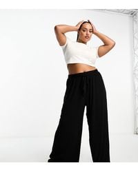 ASOS - Asos Design Curve Tie Belt Wide Leg Trouser - Lyst