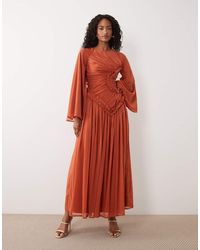 ASOS - Crinkle Chiffon Gathered Maxi Dress With Micro Ruffles - Lyst