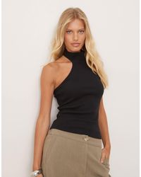 Mango - Cotton Halter Racer Neck Vest Top - Lyst