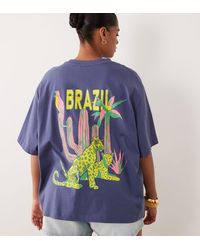 ASOS - Asos Design Curve Oversized T-shirt With Brazil Leopard Graphic - Lyst
