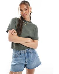 ASOS - Gebreide Top Met Halflange Mouwen - Lyst
