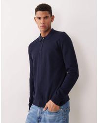 SELECTED - Polo A Maniche Lunghe 100% Cotone Con Zip Corta - Lyst
