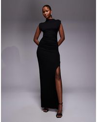 ASOS - Maxi Ruched Side Dress With Thigh Split - Lyst