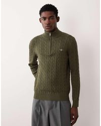 GANT - Cotton Cable Knit Half-zip Jumper - Lyst