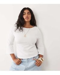 ASOS - Asos Design Curve Top Met 3/4-Mouwen En Boothals - Lyst