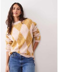 New Look - Argyle Knitted Jumper - Lyst
