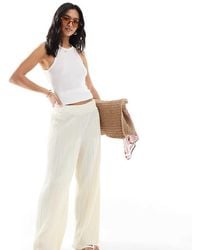 Only Petite - Plisse Wide Leg Trousers - Lyst