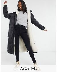 ASOS ASOS DESIGN Tall – Langer Regenmantel - Schwarz