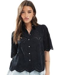 ONLY - – kurzärmlige pointelle-hemdbluse - Lyst