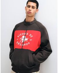 ASOS - Relaxed Zip Through Sweatshirt With Extended Collar, Cut & Sew And Print Detail - Lyst