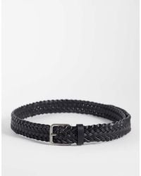 ASOS - Faux Leather Woven Belt With Brushed Silver Buckle - Lyst