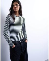 TOPSHOP - Stripe Contrast Back Long Sleeve Top - Lyst