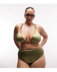 ASOS - Asos Design Curve Keira High Shine High Leg High Waist Bikini Bottom - Lyst
