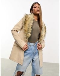 Threadbare - Bonnie Short Formal Coat With Faux Fur Collar - Lyst