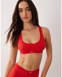 adidas - Originals Microterrot Monogram Jersey Scoop Bralette - Lyst