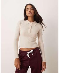 SNDY'S - Collar Detail Fine Knit Polo Top - Lyst