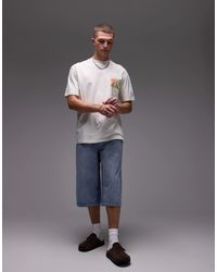 TOPMAN - Bermuda mi-long en jean - clair délavé - Lyst