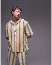TOPMAN - Co-ord Short Sleeve Crochet Stripe Shirt - Lyst