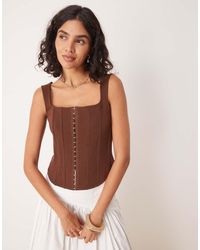ASOS - Top Corsetero Chocolate Con Ojales Delanteros De - Lyst