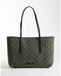 Calvin Klein - Borsa Shopping Nera Con Stampa Di Emblema E Pochette - Lyst