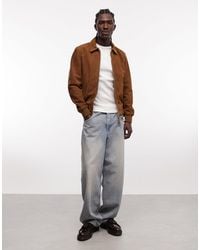 Schott Nyc - Real Suede Bomber Jacket With Collar - Lyst