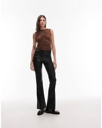 ASOS - Asos Design Tall Leather Look Slim Flare Trouser With Pintuck - Lyst