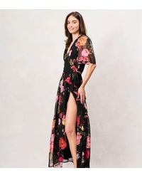 Hope & Ivy - The Raven Petite Flutter Sleeve Maxi Wrap Dress With Tie Waist - Lyst