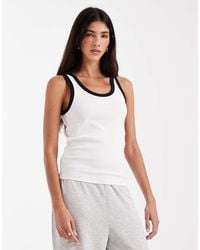 Pieces - Contrast Trim Vest Top - Lyst