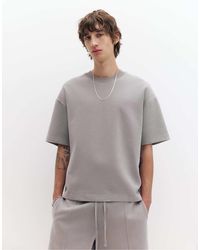 Pull&Bear - T-shirt épais à manches courtes en maille interlock - chiné - Lyst