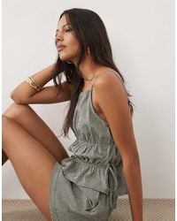 ASOS - Square Neck Cami Shirred Tie Top - Lyst