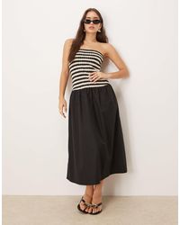 Mango - Cotton Crochet Stripe Bodice Midaxi Dress - Lyst