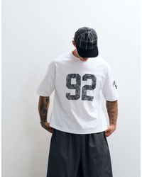 ASOS - Boxy Oversized T-shirt With Cut And Sew Panelling With Large Text Graphic - Lyst