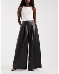 ASOS - Tailored Leather Look Super Wide Trousers - Lyst