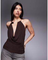 ASOS - Slinky Halter Top With Neck Trim Detail - Lyst
