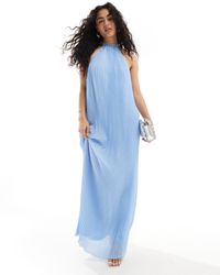 TFNC London - Bridesmaids Chiffon Pleated Halterneck Maxi Dress - Lyst