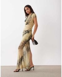 ASOS - Printed Mesh Co-ord Leaf Maxi Skirt - Lyst