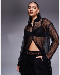 River Island - – hemdbluse aus transparenter er spitze - Lyst