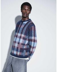 ASOS - Oversized Knitted Brushed Plaid Jumper - Lyst