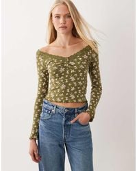 Miss Selfridge - Lace Trim Button Pointelle Top - Lyst