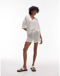 TOPSHOP - Short d'ensemble en maille ajourée - ivoire - Lyst