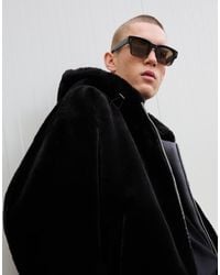 Bershka - Hooded Faux Fur Jacket - Lyst
