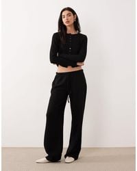 ASOS - Textured Knit Straight Leg Trouser With Tie Waist - Lyst