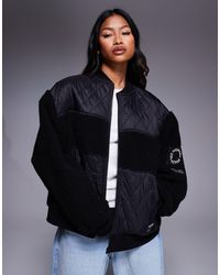 ASOS - Weekend Collective Borg Zip Through Bomber Jacket With Nylon Detail - Lyst