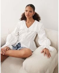 Barbour - Tisbury Long Sleeve Collared Lace Broderie Blouse - Lyst