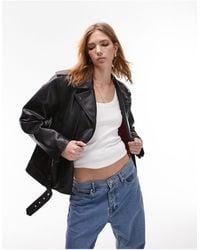 TOPSHOP - Giacca stile motociclista oversize - Lyst