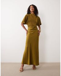 ASOS - – hochgeschlossenes blouson-maxikleid aus satin - Lyst