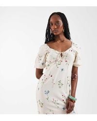 Vero Moda - Puff Sleeve Tie Front Detail Maxi Dress - Lyst